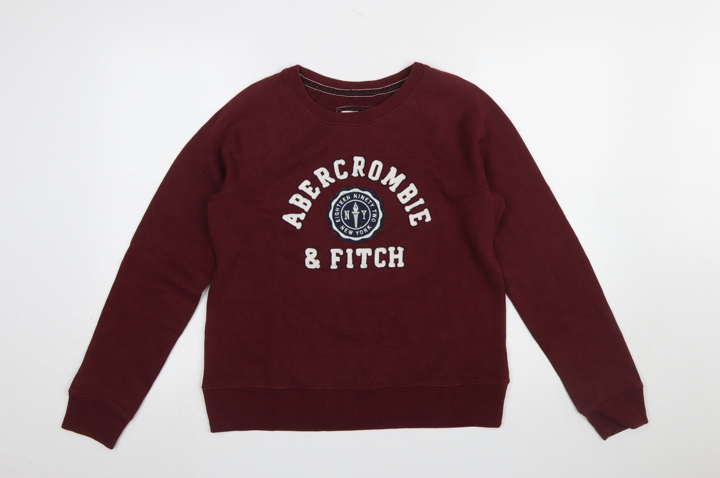 Abercrombie & Fitch Women's Burgundy Pullover Sweatshirt M Logo Cotton Blend