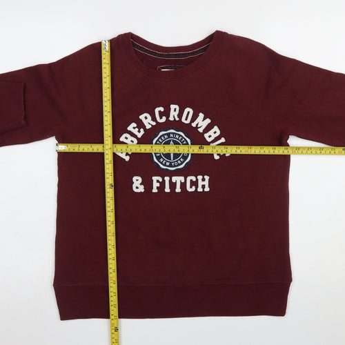 Abercrombie & Fitch Women's Burgundy Pullover Sweatshirt M Logo Cotton Blend