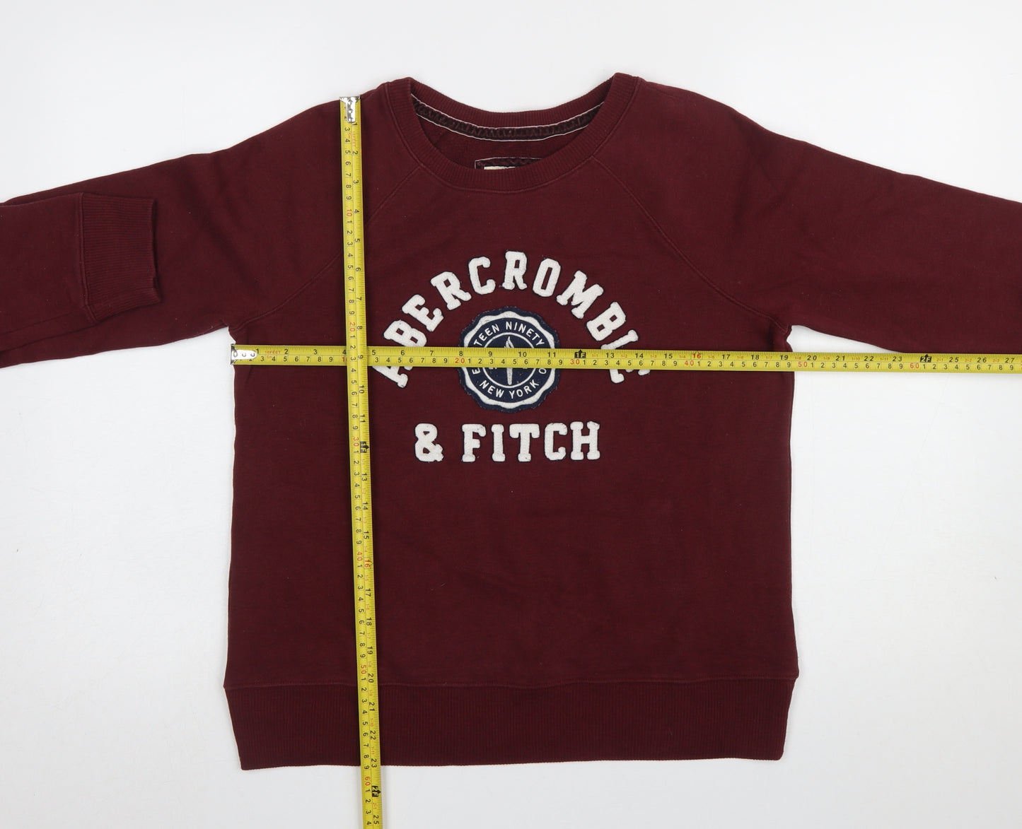 Abercrombie & Fitch Women's Burgundy Pullover Sweatshirt M Logo Cotton Blend