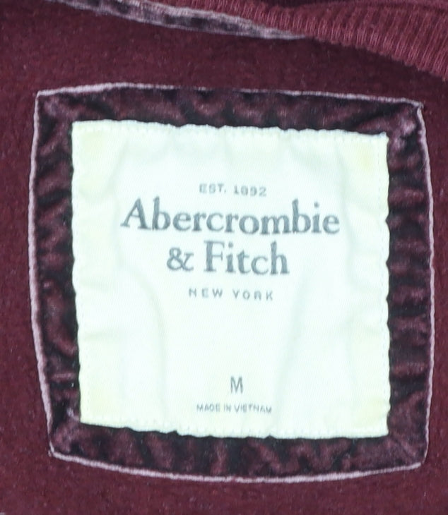 Abercrombie & Fitch Women's Burgundy Pullover Sweatshirt M Logo Cotton Blend