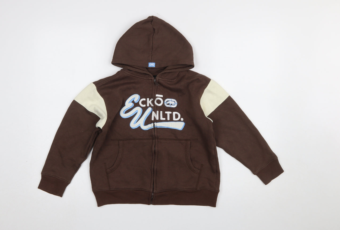 Ecko Unltd Boys Brown Full Zip Graphic Hoodie Size 6 Cotton Blend
