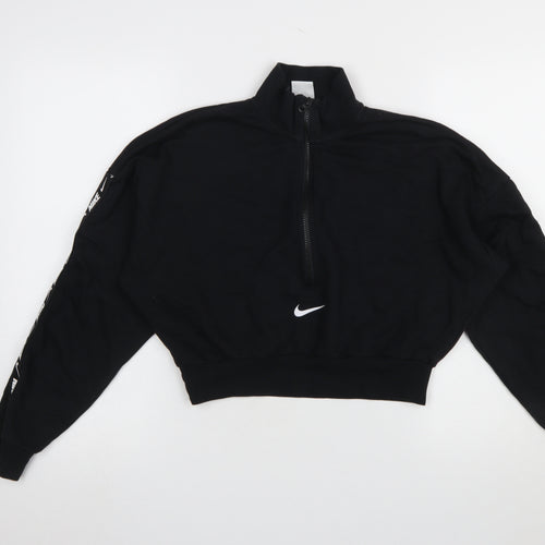 Nike Women's Black 1/4 Zip Sweatshirt Small Cotton Blend Logo Sportswear