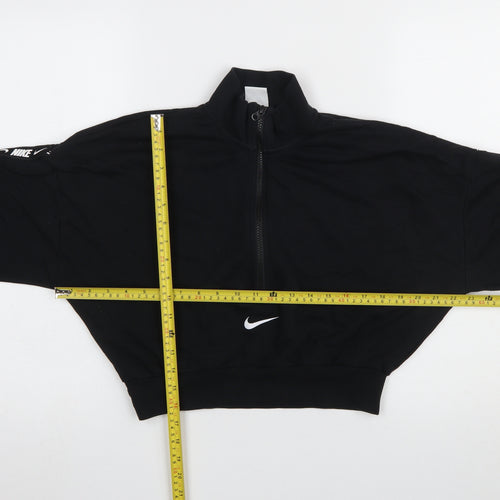 Nike Women's Black 1/4 Zip Sweatshirt Small Cotton Blend Logo Sportswear