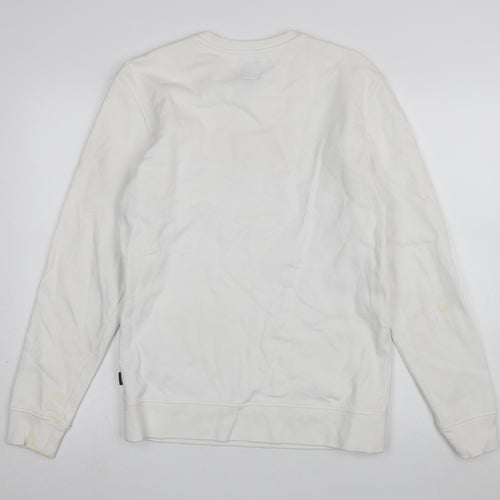Vans Men's White Small Crew Neck Logo Pullover Sweatshirt