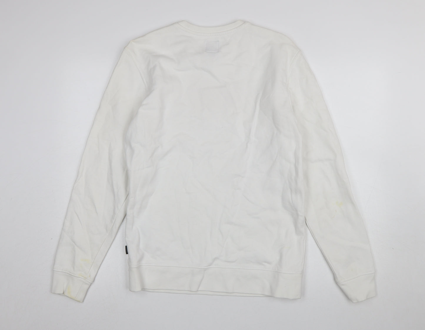 Vans Men's White Small Crew Neck Logo Pullover Sweatshirt
