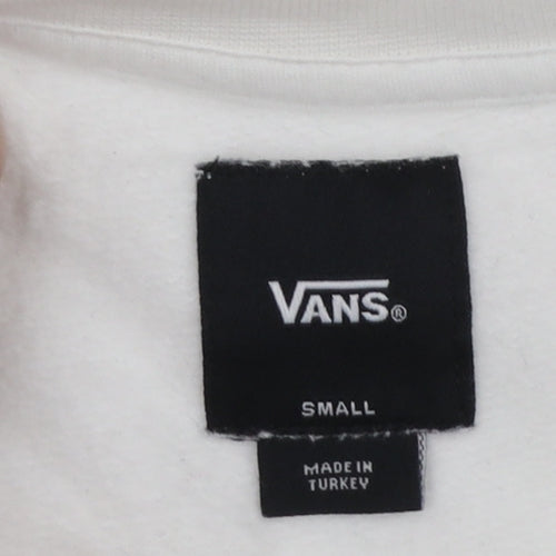Vans Men's White Small Crew Neck Logo Pullover Sweatshirt