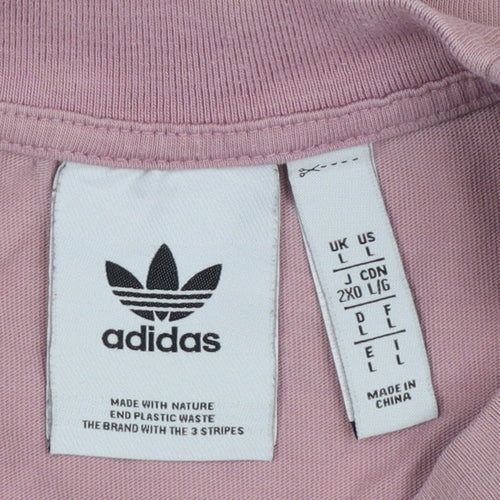 Adidas Womens Pink Organic Cotton Relaxed T-Shirt Size L