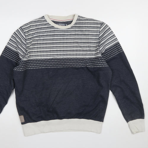 Tokyo Tigers Men's Blue Fair Isle Knit Crew Neck Sweatshirt L