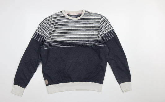 Tokyo Tigers Men's Blue Fair Isle Knit Crew Neck Sweatshirt L