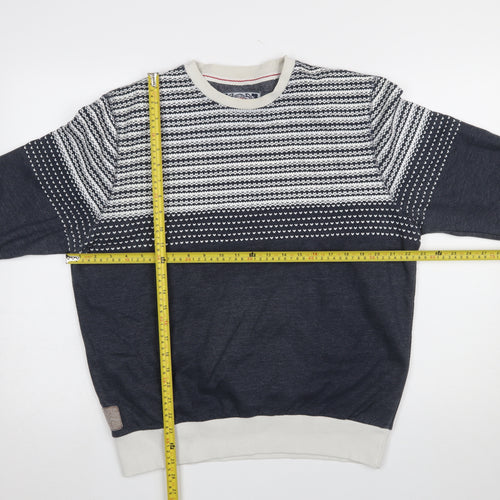 Tokyo Tigers Men's Blue Fair Isle Knit Crew Neck Sweatshirt L