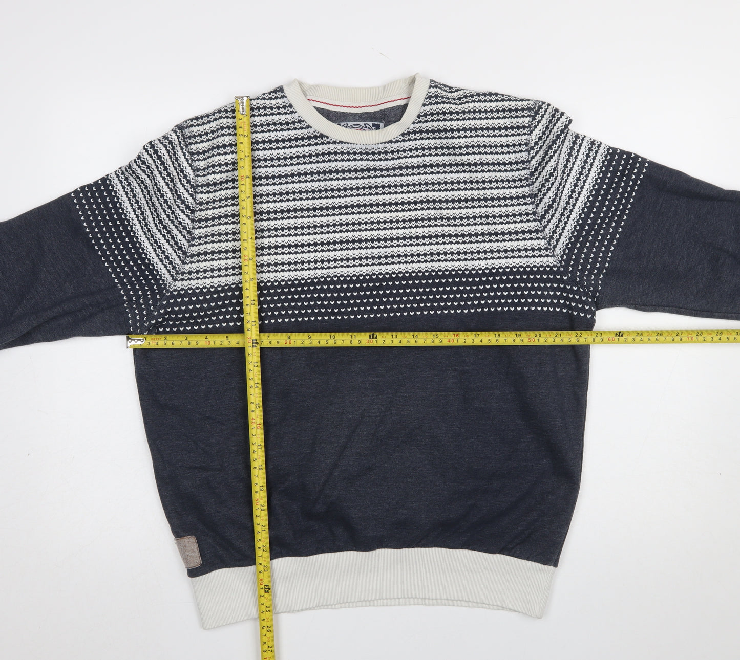 Tokyo Tigers Men's Blue Fair Isle Knit Crew Neck Sweatshirt L