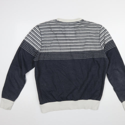 Tokyo Tigers Men's Blue Fair Isle Knit Crew Neck Sweatshirt L