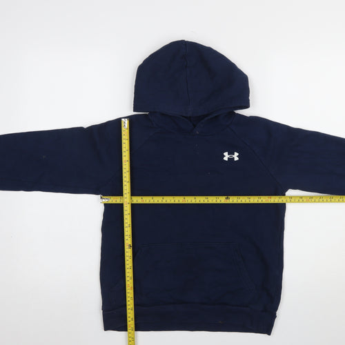 Under Armour Boys Navy Pullover Hoodie YLG Loose Fit Cotton Blend