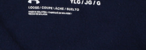 Under Armour Boys Navy Pullover Hoodie YLG Loose Fit Cotton Blend