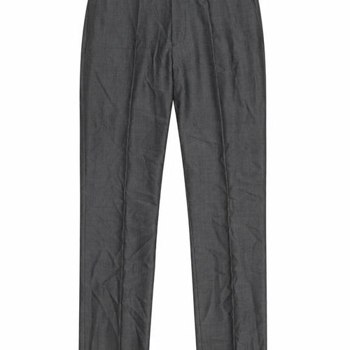 Torre Men's Grey 32L Classic Fit Wool Formal Dress Trousers
