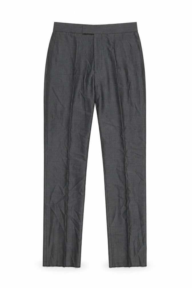 Torre Men's Grey 32L Classic Fit Wool Formal Dress Trousers