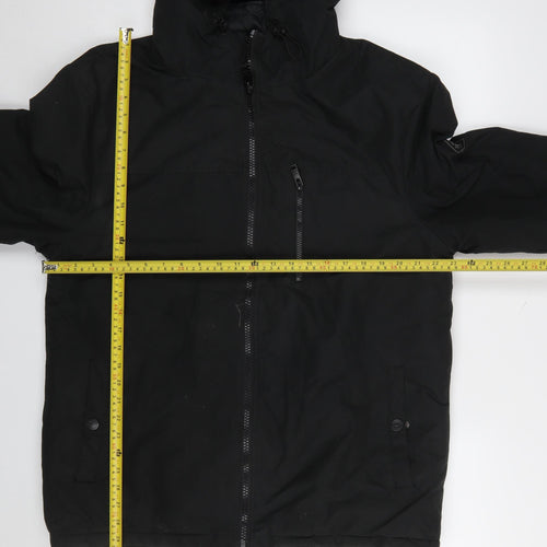 Threadbare Men's Black L Hooded Puffer Jacket Winter Zip Coat