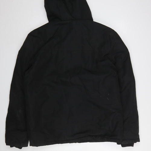 Threadbare Men's Black L Hooded Puffer Jacket Winter Zip Coat
