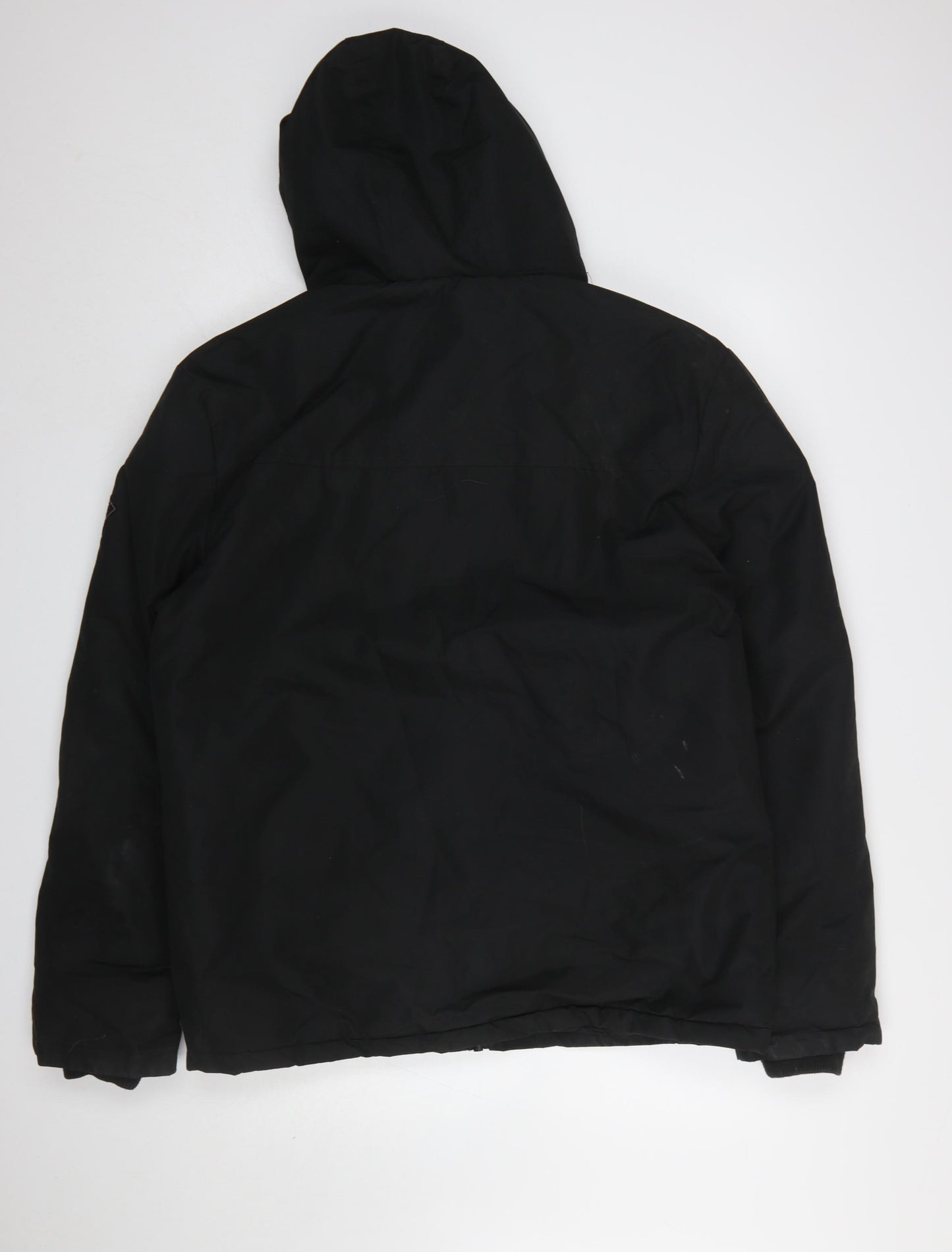 Threadbare Men's Black L Hooded Puffer Jacket Winter Zip Coat