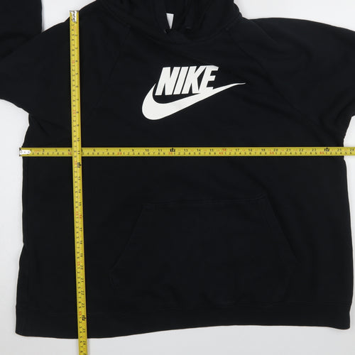 Nike Women Black Pullover Hoodie 1X Cotton Blend Logo Hoodie