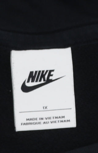 Nike Women Black Pullover Hoodie 1X Cotton Blend Logo Hoodie