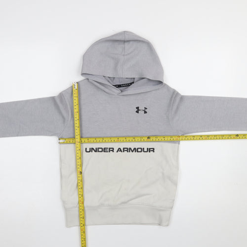 Under Armour Boys Grey Colourblock Pullover Hoodie Size Small YSM