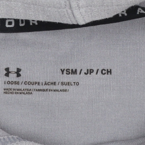 Under Armour Boys Grey Colourblock Pullover Hoodie Size Small YSM