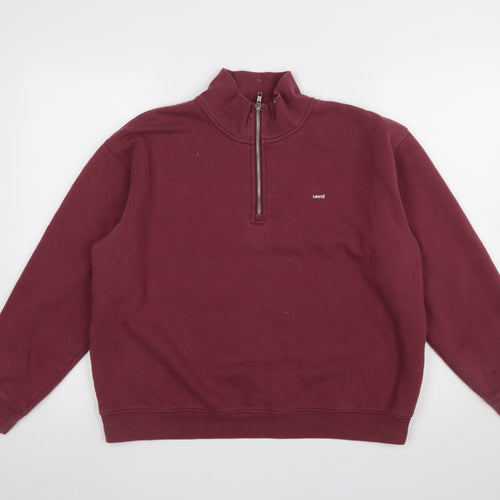 Levi's Womens Burgundy Half Zip Sweatshirt Cotton Blend M