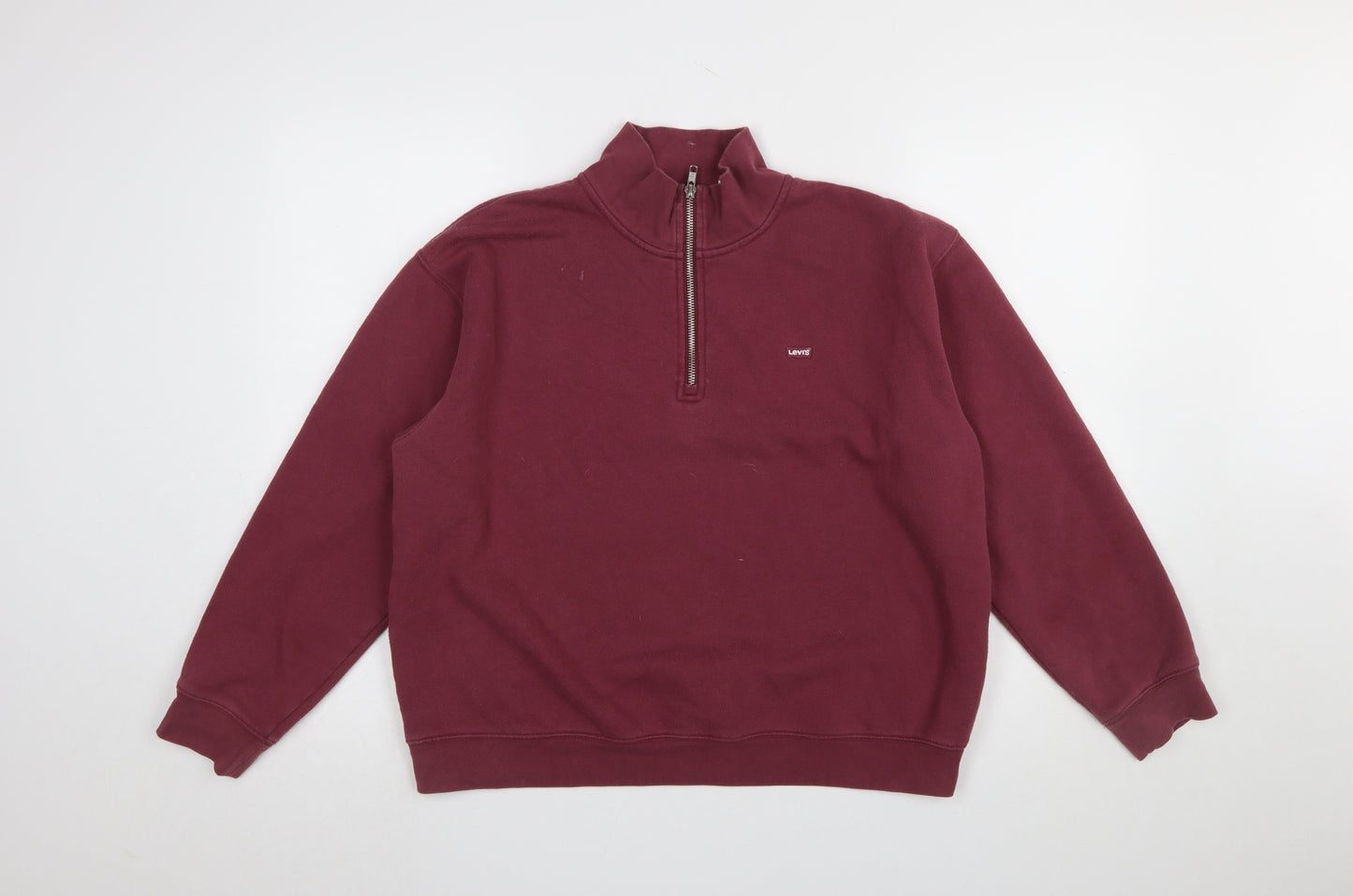 Levi's Womens Burgundy Half Zip Sweatshirt Cotton Blend M
