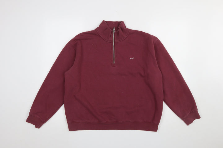 Levi's Womens Burgundy Half Zip Sweatshirt Cotton Blend M