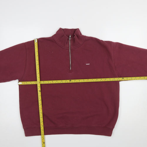 Levi's Womens Burgundy Half Zip Sweatshirt Cotton Blend M