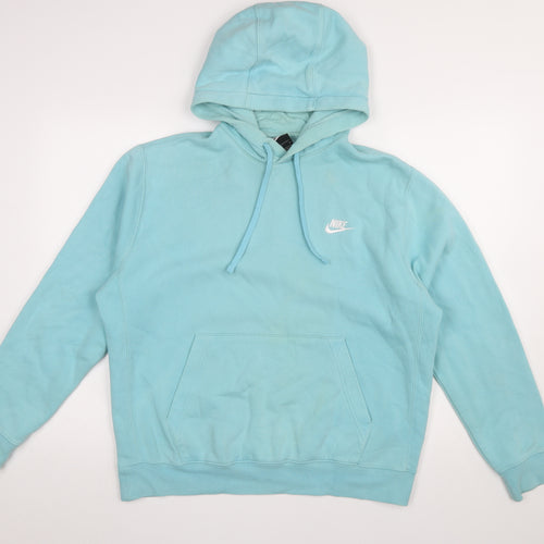 Nike Womens Blue Pullover Hoodie M Cotton Blend