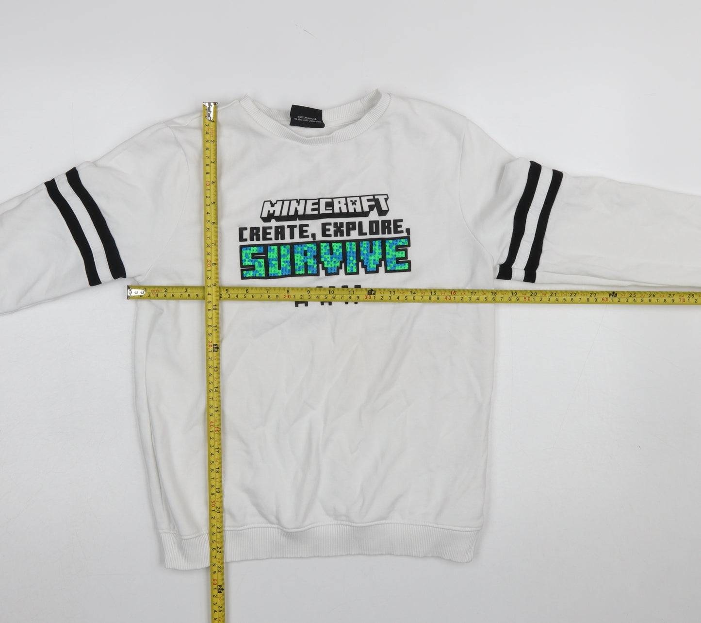 George Boys White Minecraft Sweatshirt 12-13 Years Pullover Crew Neck