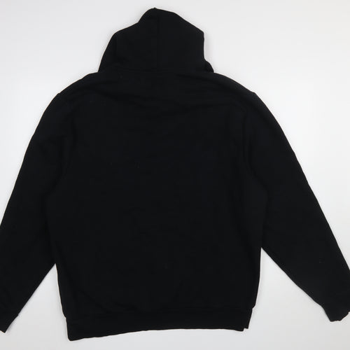 River Island Men’s Black Pullover Hoodie L Graphic Logo Cotton Blend