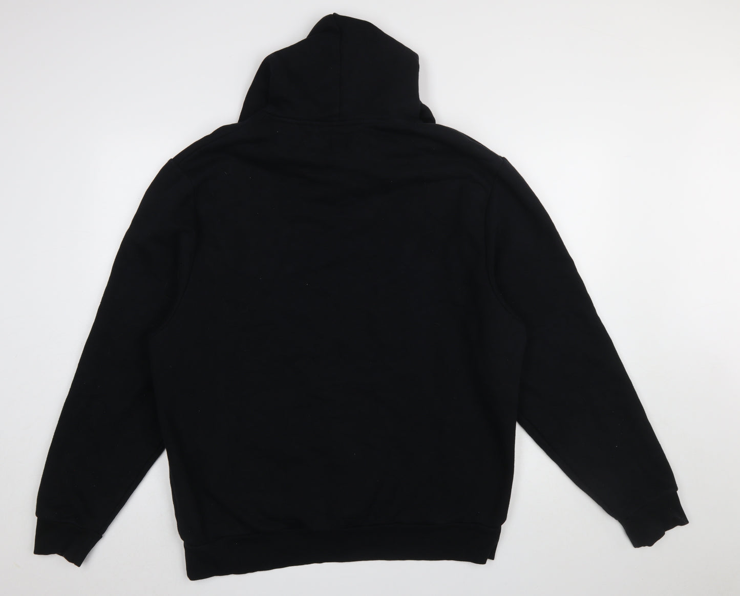 River Island Men’s Black Pullover Hoodie L Graphic Logo Cotton Blend