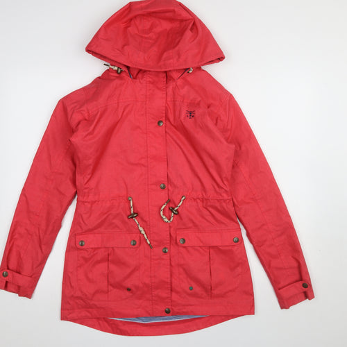 Lighthouse Women's Red Hooded Anorak Jacket Size 8 Waterproof Mid-Length