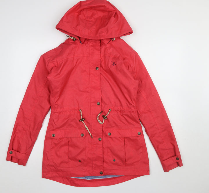 Lighthouse Women's Red Hooded Anorak Jacket Size 8 Waterproof Mid-Length