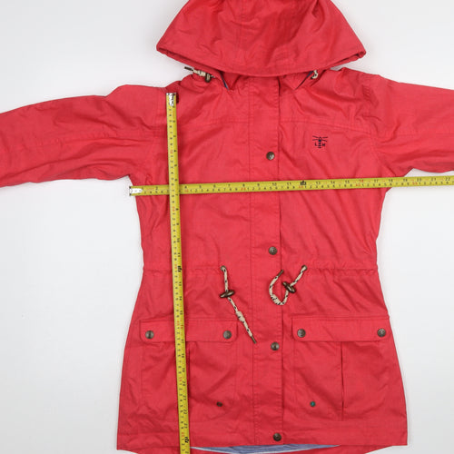 Lighthouse Women's Red Hooded Anorak Jacket Size 8 Waterproof Mid-Length