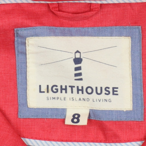 Lighthouse Women's Red Hooded Anorak Jacket Size 8 Waterproof Mid-Length