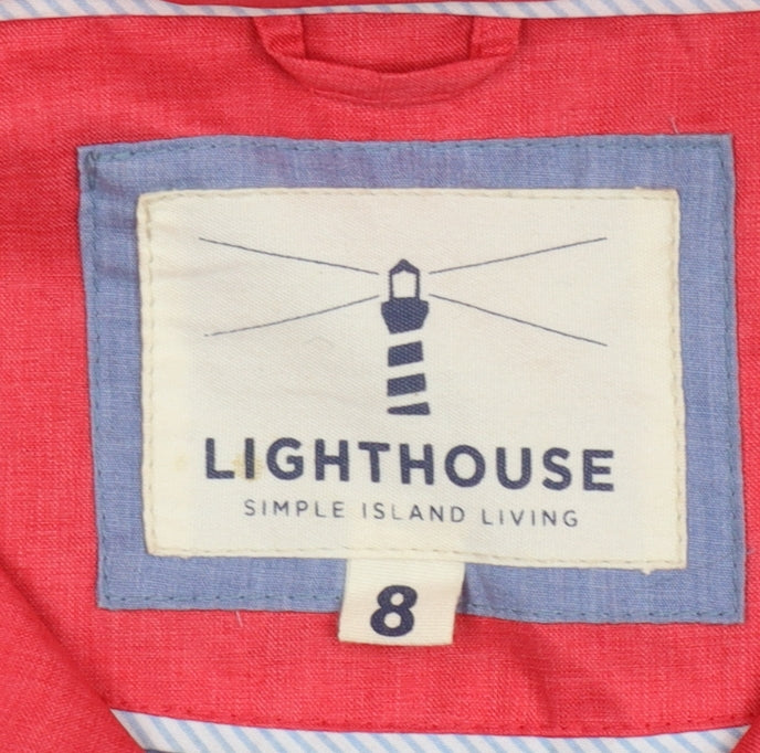 Lighthouse Women's Red Hooded Anorak Jacket Size 8 Waterproof Mid-Length