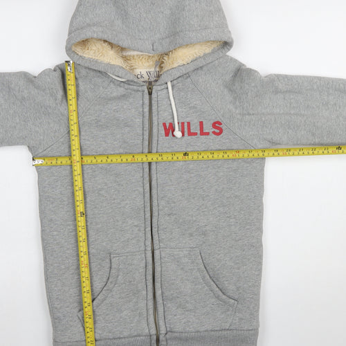 Jack Wills Women's Grey Full Zip Hoodie UK 10 Fleece Lined Casual Sweatshirt