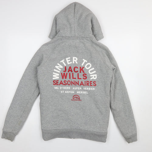 Jack Wills Women's Grey Full Zip Hoodie UK 10 Fleece Lined Casual Sweatshirt