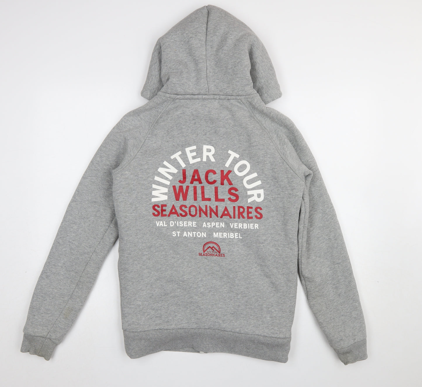 Jack Wills Women's Grey Full Zip Hoodie UK 10 Fleece Lined Casual Sweatshirt