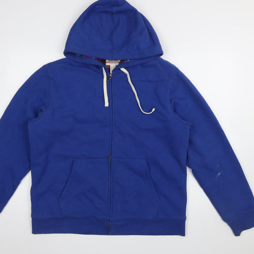 Lands' End Men's Blue Full Zip Hoodie Size M Cotton Fleece