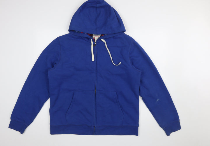 Lands' End Men's Blue Full Zip Hoodie Size M Cotton Fleece