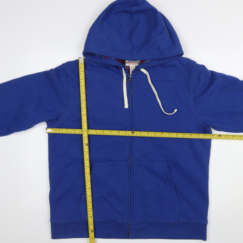 Lands' End Men's Blue Full Zip Hoodie Size M Cotton Fleece