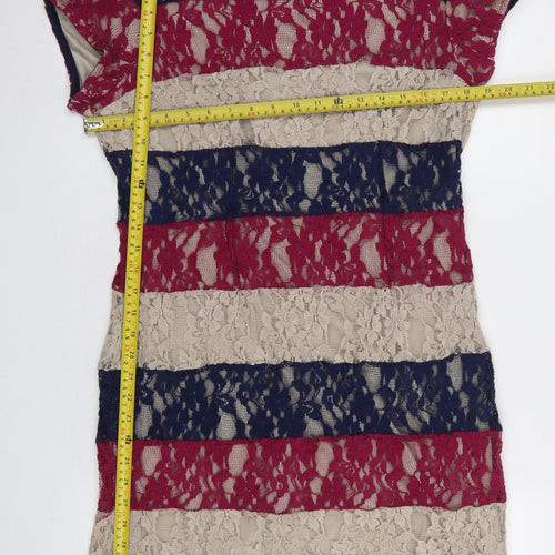 Epiogue Women's Beige Blue Red Lace Short Bodycon Dress Size 16