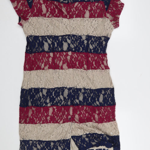 Epiogue Women's Beige Blue Red Lace Short Bodycon Dress Size 16