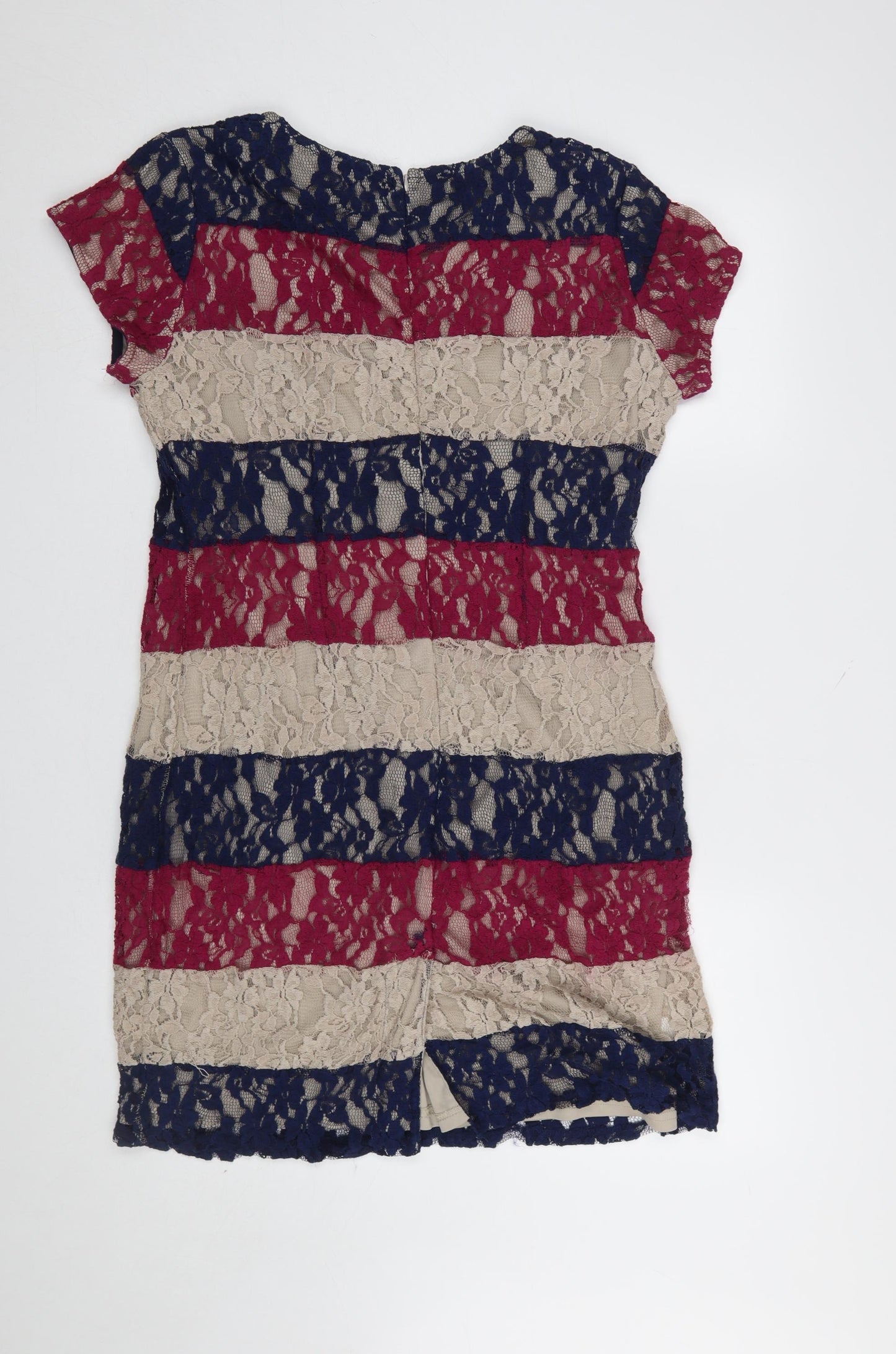 Epiogue Women's Beige Blue Red Lace Short Bodycon Dress Size 16