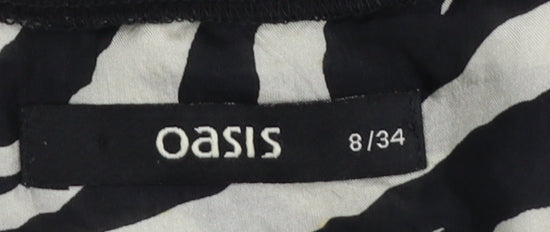 Oasis Women's Zebra Print Silk Sleeveless Blouse Size 8 Black/White